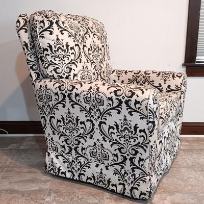 LOT 5: Black and White Upholstered Swivel/Rocking Chair