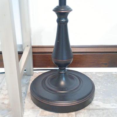 LOT 6: Wood Side Table with Drawer and Metal Floor Lamp