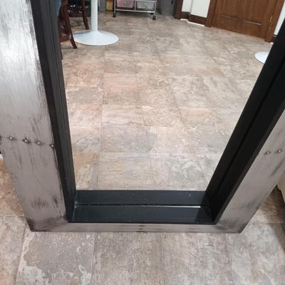 LOT 8: Full Length Floor Mirror with Distressed Faux Metallic Wood Frame