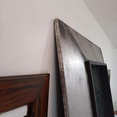 LOT 8: Full Length Floor Mirror with Distressed Faux Metallic Wood Frame