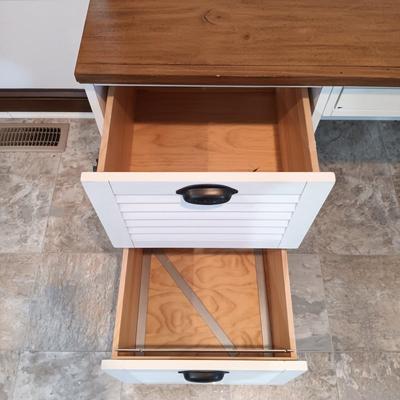LOT 9: Pottery Barn White Wooden Shudder Desk