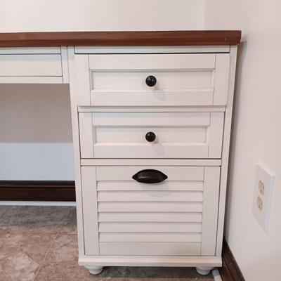 LOT 9: Pottery Barn White Wooden Shudder Desk