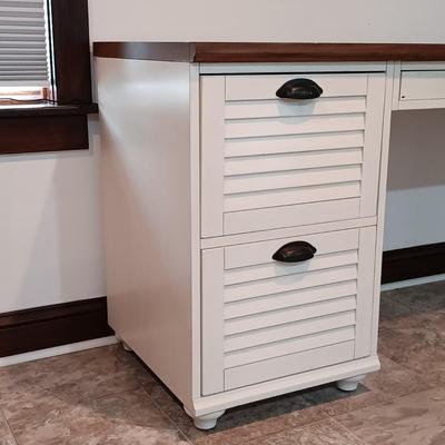 LOT 9: Pottery Barn White Wooden Shudder Desk