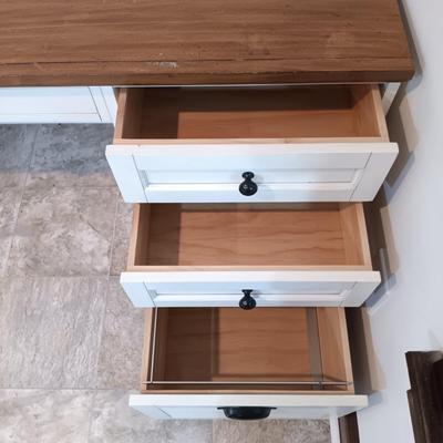 LOT 9: Pottery Barn White Wooden Shudder Desk
