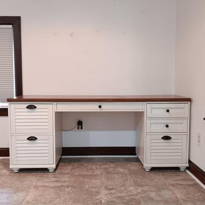 LOT 9: Pottery Barn White Wooden Shudder Desk