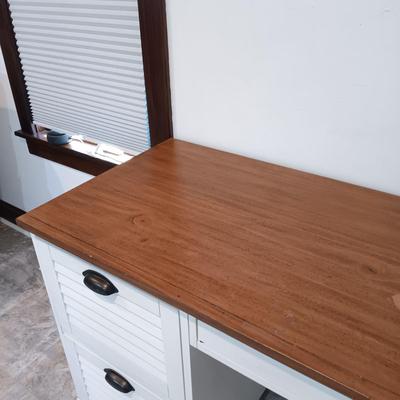 LOT 9: Pottery Barn White Wooden Shudder Desk