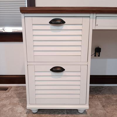 LOT 9: Pottery Barn White Wooden Shudder Desk