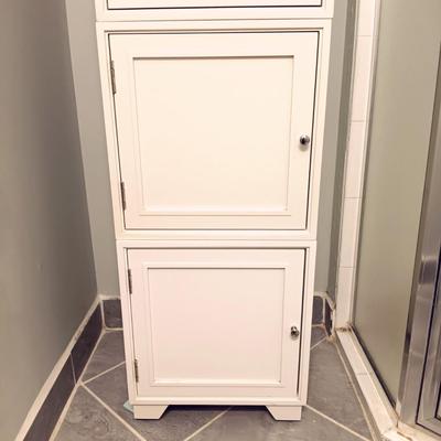 LOT 11: Set of Four (4) White Wood Stacked Cube Cabinets