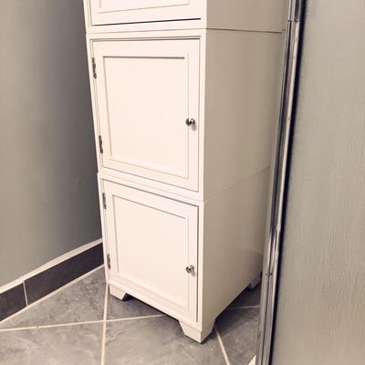 LOT 11: Set of Four (4) White Wood Stacked Cube Cabinets
