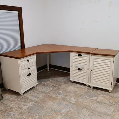 LOT 12: Pottery Barn Shudder Style Corner Desk and Filing Cabinet