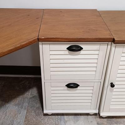 LOT 12: Pottery Barn Shudder Style Corner Desk and Filing Cabinet