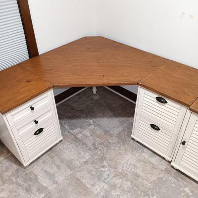LOT 12: Pottery Barn Shudder Style Corner Desk and Filing Cabinet