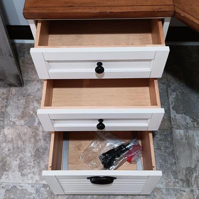 LOT 12: Pottery Barn Shudder Style Corner Desk and Filing Cabinet