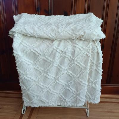 LOT 13: Laundry Room Essentials Including Laundry Basket/Cart, Woven Basket, Folding Wood Rack, Metal Towel Rack and More