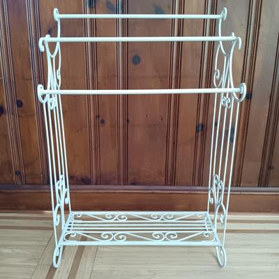 LOT 13: Laundry Room Essentials Including Laundry Basket/Cart, Woven Basket, Folding Wood Rack, Metal Towel Rack and More