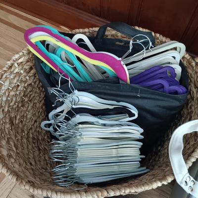 LOT 13: Laundry Room Essentials Including Laundry Basket/Cart, Woven Basket, Folding Wood Rack, Metal Towel Rack and More