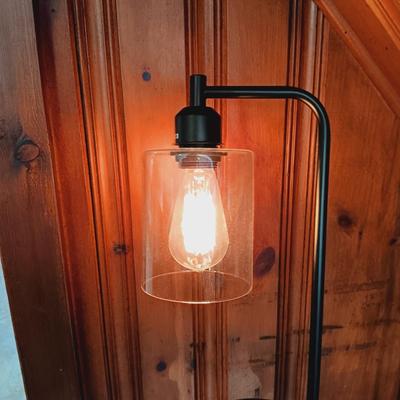 LOT 15: Contemporary Home Decor Including Slated Wood Top Stool, Industrial Style Lamp, Metal Rack and Inspirational Wall Plaque