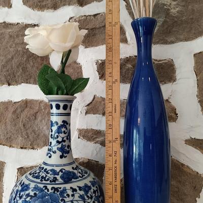LOT 17: Set of Two (2) Beautiful Blue Ceramic Vases