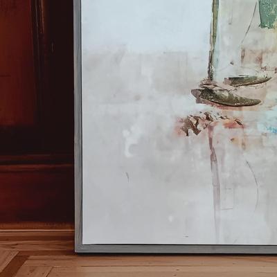 LOT 18: Framed Unsigned Sailboat Painting on Canvas