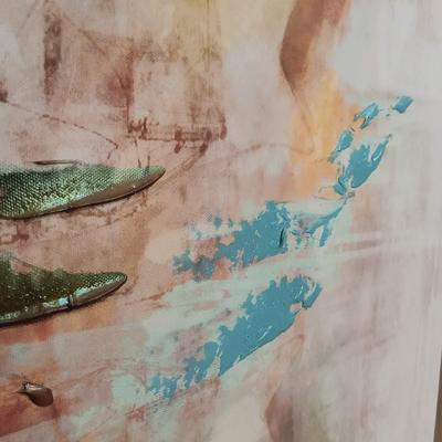 LOT 18: Framed Unsigned Sailboat Painting on Canvas