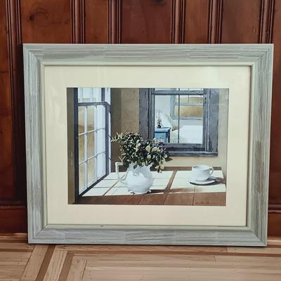 LOT 20: Wood Framed Wall Art - Morning Coffee by Zhen-Haun Lu