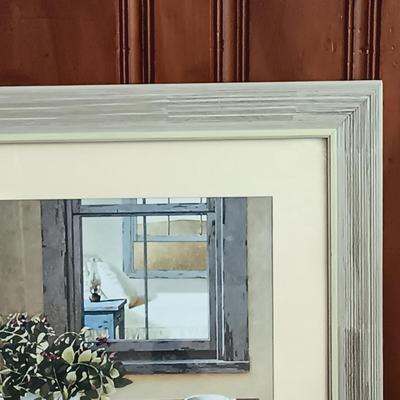 LOT 20: Wood Framed Wall Art - Morning Coffee by Zhen-Haun Lu