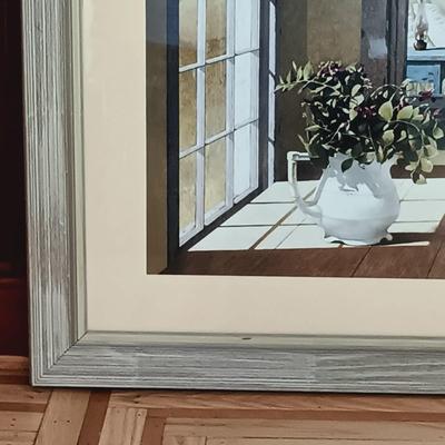 LOT 20: Wood Framed Wall Art - Morning Coffee by Zhen-Haun Lu