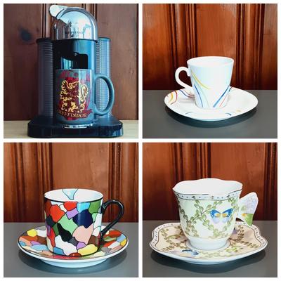 LOT 21: Nespresso VertuoLine Type GCA1 Coffee and Espresso Maker with Harry Potter Gryffindor Mug and Espresso Cups