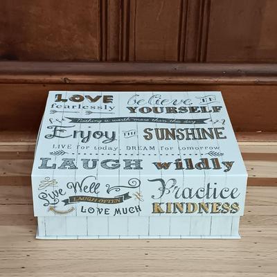 LOT 22: Inspirational Pastel Spring Decor Including LED Cinematic Light Box. Plaques, a Metal “WORK” Sign and More