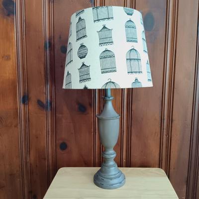 LOT 23: Bird Cage Votive Candle Holders, Lamp with Bird Cage Shade, Vintage Wildlife Books, and Set of Furry Owls