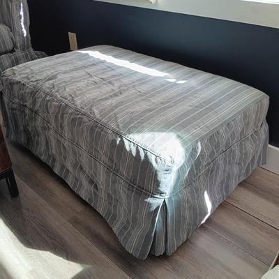 LOT 26: Comfy Crate & Barrel Love Seat/Sofa/Ottoman Set with Crate & Barrel Washable Slip Covers along with Spare Covers for the...