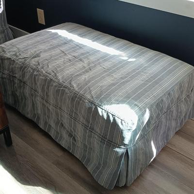 LOT 26: Comfy Crate & Barrel Love Seat/Sofa/Ottoman Set with Crate & Barrel Washable Slip Covers along with Spare Covers for the...
