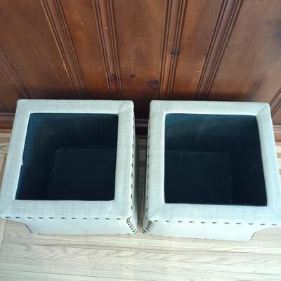 LOT 33: Set of Two (2) Storage Ottomans with Pillow Top Lids and Studded Sides