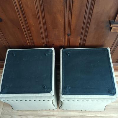 LOT 33: Set of Two (2) Storage Ottomans with Pillow Top Lids and Studded Sides