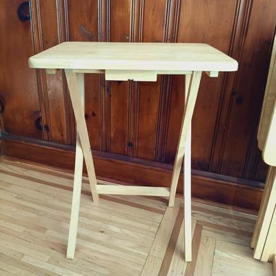 LOT 36: Set of Four (4) Wooden Tray Tables with Stand