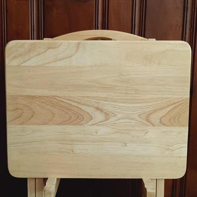 LOT 36: Set of Four (4) Wooden Tray Tables with Stand