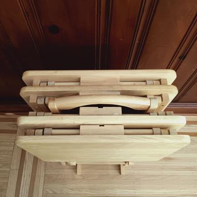 LOT 36: Set of Four (4) Wooden Tray Tables with Stand