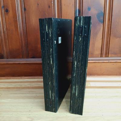 LOT 37: Collection of Rustic Home Decor Featuring Ceramic Planter with Wood Legs, Wooden Crate Lamp and More