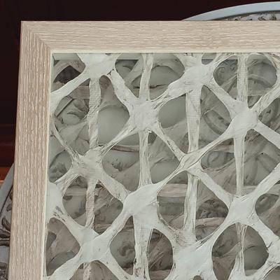 LOT 39: Small Accent Table/ Plant Stand with Faux Potted Plant and Wall Art