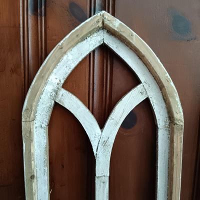 LOT 40: Set of Two (2) Cathedral Wood Arched Window Frames Wall Decor