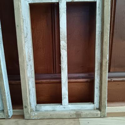 LOT 40: Set of Two (2) Cathedral Wood Arched Window Frames Wall Decor