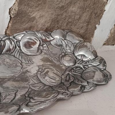 LOT 41: Collection of Two (2) Arthur Court Aluminum Oblong and Oval Apple Trays with Original Boxes