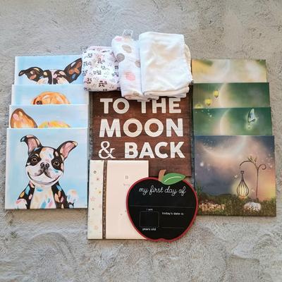 LOT 47: Baby/ Children’s Room Decor and More Including Wall Art, Baby Scrap Book and More