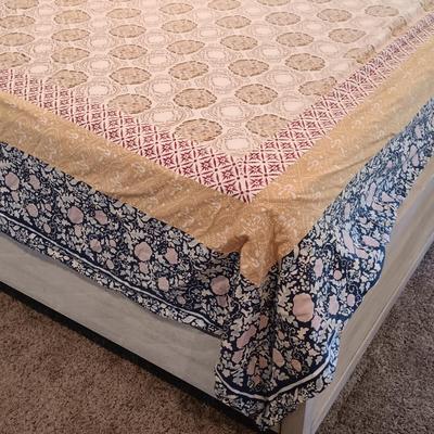 LOT 48: Anthropologie Bed Linens Including King Size Duvet Cover, 2 Euro and 2 Standard Pillow Shams and Adjustable Bed Skirt