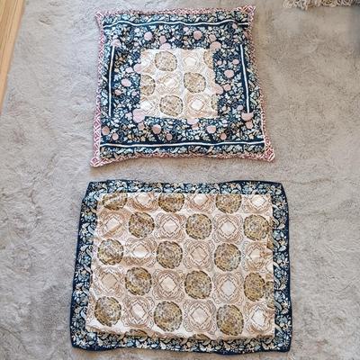 LOT 48: Anthropologie Bed Linens Including King Size Duvet Cover, 2 Euro and 2 Standard Pillow Shams and Adjustable Bed Skirt
