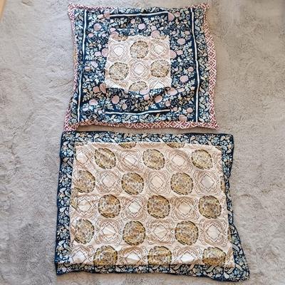 LOT 48: Anthropologie Bed Linens Including King Size Duvet Cover, 2 Euro and 2 Standard Pillow Shams and Adjustable Bed Skirt