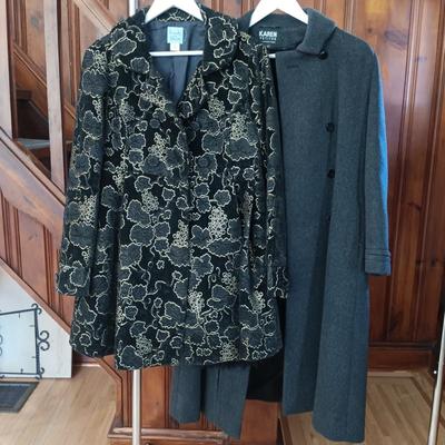 LOT 54: Kimchi Blue Anthropologie Jacket Sz Small w/ Karen Petites Sz 12 Mid-Length Wool Coat