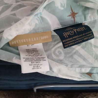 LOT 167: Pottery Barn Harry Potter Twin Sheets and Full/Queen Duvet with Kids Jackets and Shoes