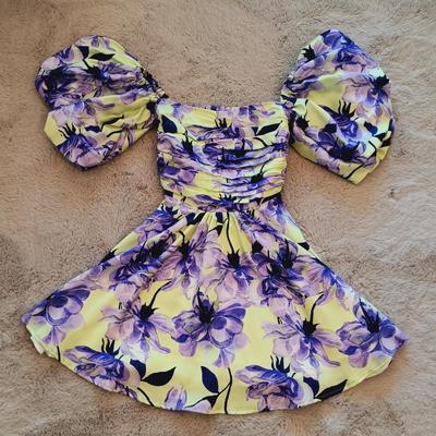 LOT 169: Delfi Collective Puff-Sleeve Floral Mini Dress Women's Size XS