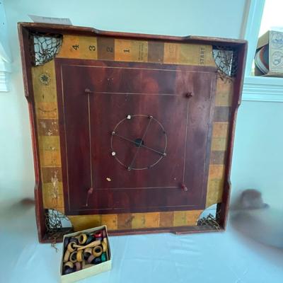 D808 Antique Crokinole Combination Game Board